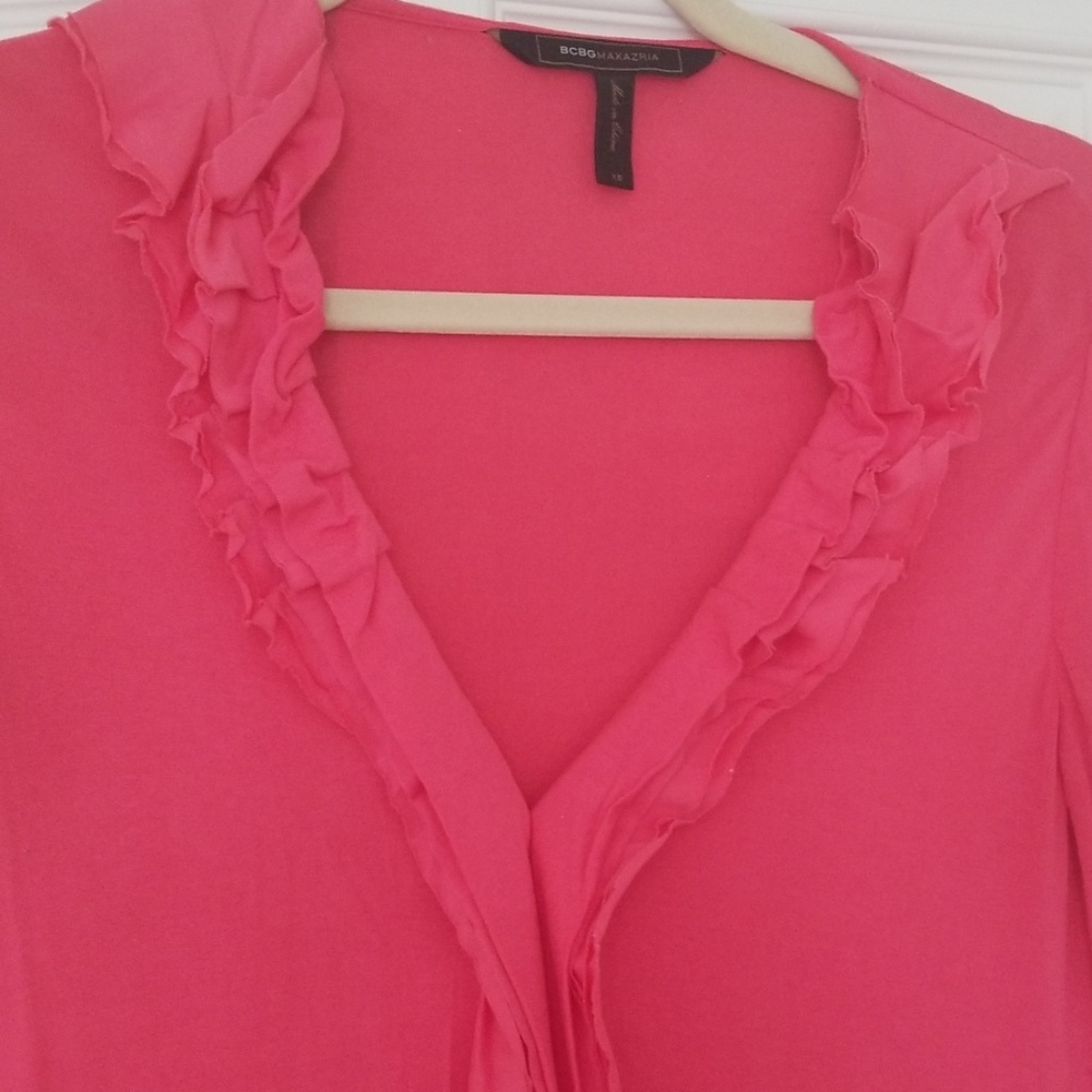 BCBG Pink Ruffle Top - Picture 2 of 2